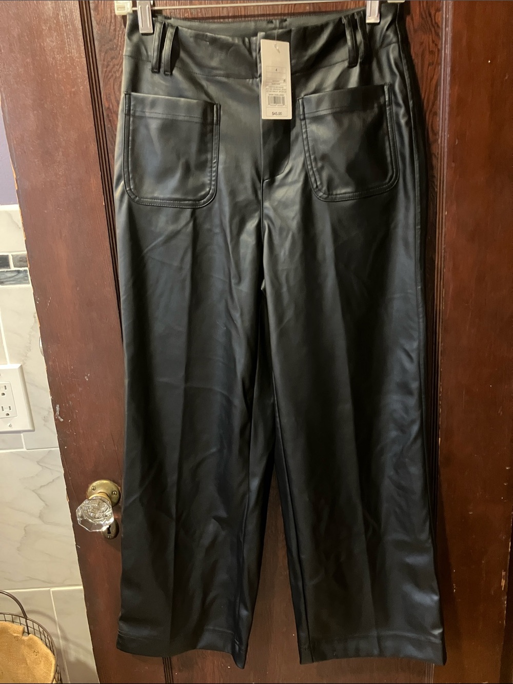 A NEW DAY Target Black Faux Leather Wide-Leg Pants